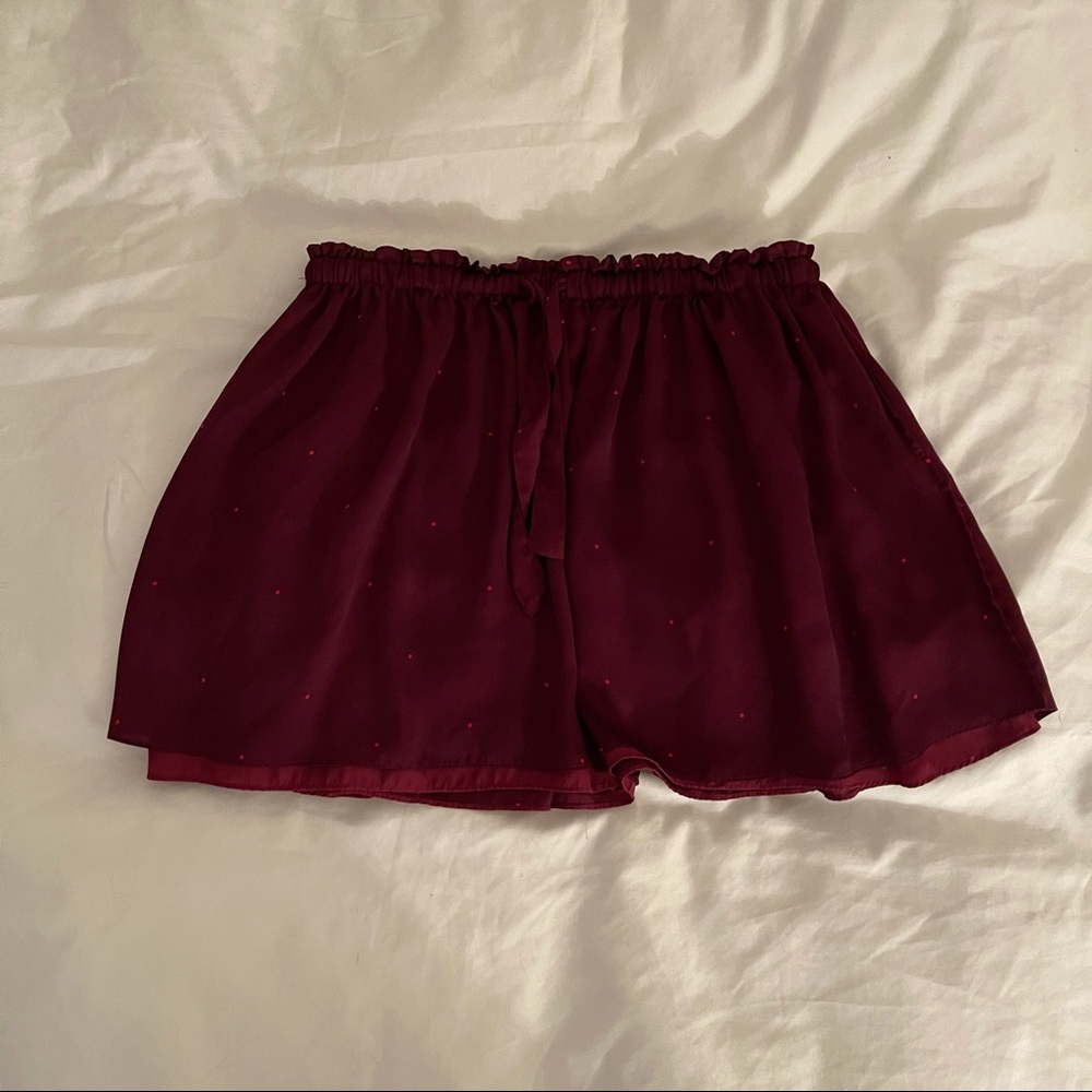 Aritzia Talula satin mini skirt with polka dots